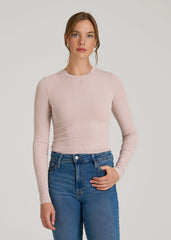 American Tall Outlet | FITTED Ribbed Long Sleeve Tee for Tall Women in Desert Rose