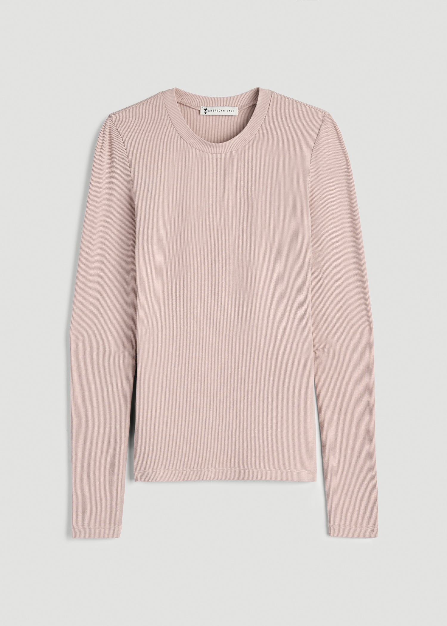 American Tall Outlet | FITTED Ribbed Long Sleeve Tee for Tall Women in Desert Rose
