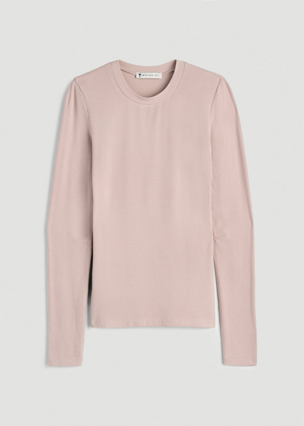 American Tall Outlet | FITTED Ribbed Long Sleeve Tee for Tall Women in Desert Rose