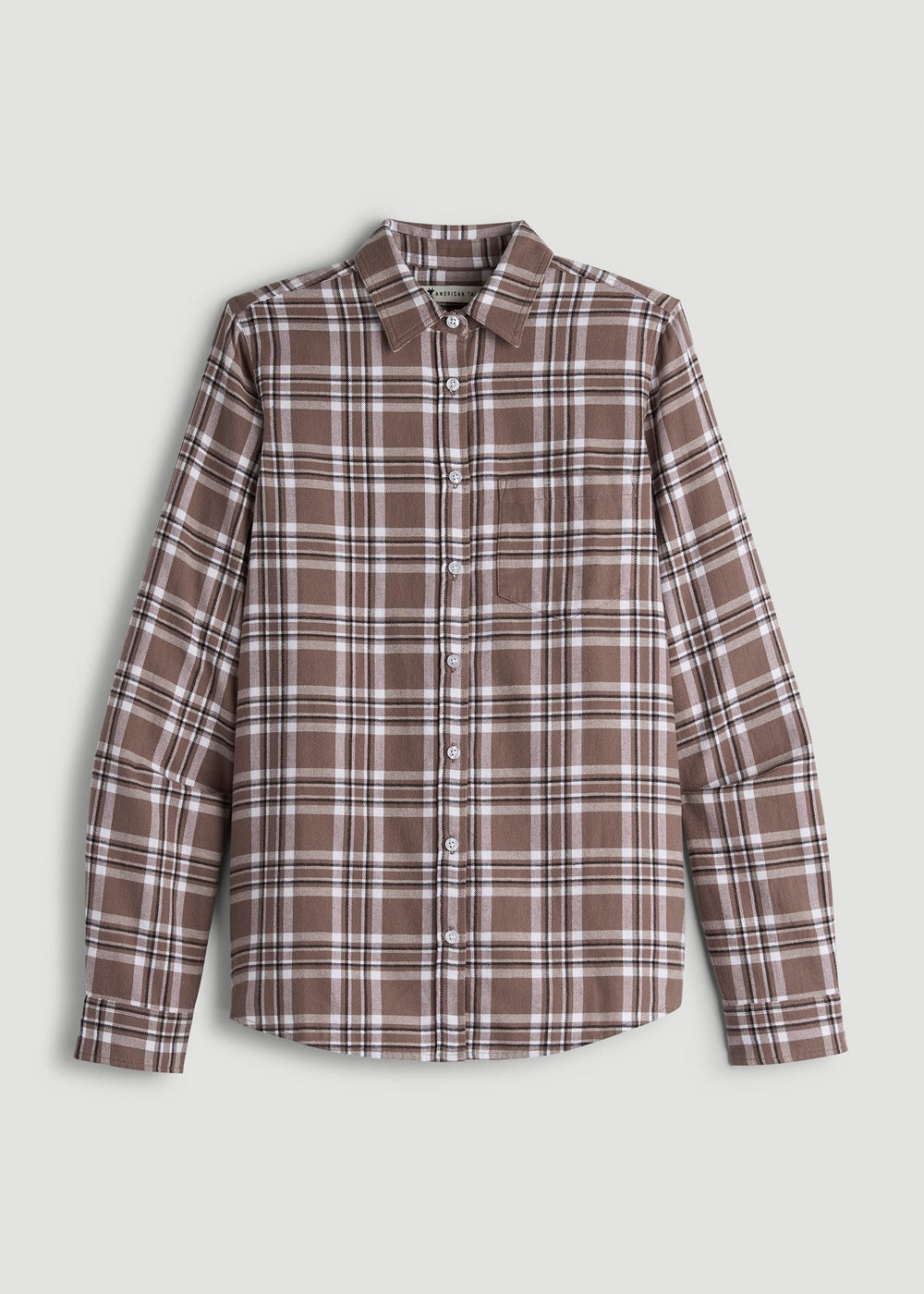 American Tall Online | Flannel Button-Up Shirt for Tall Women in Woodsmoke with Black