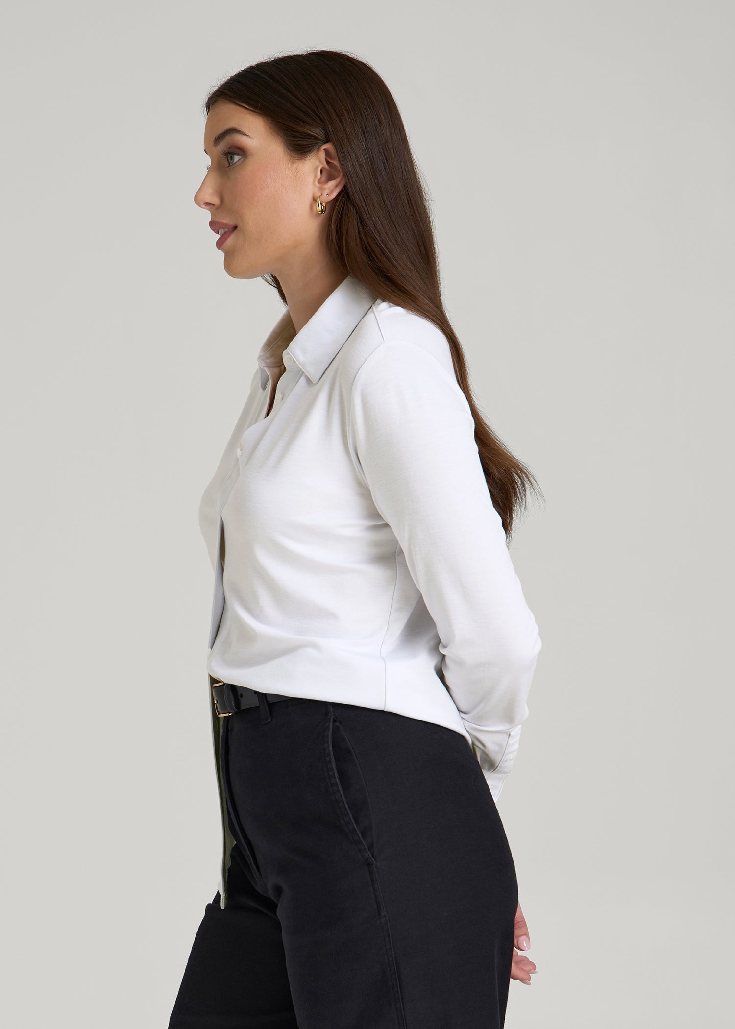 American Tall For Sale | Slub Knit Button-Up Shirt for Tall Women in Bright White