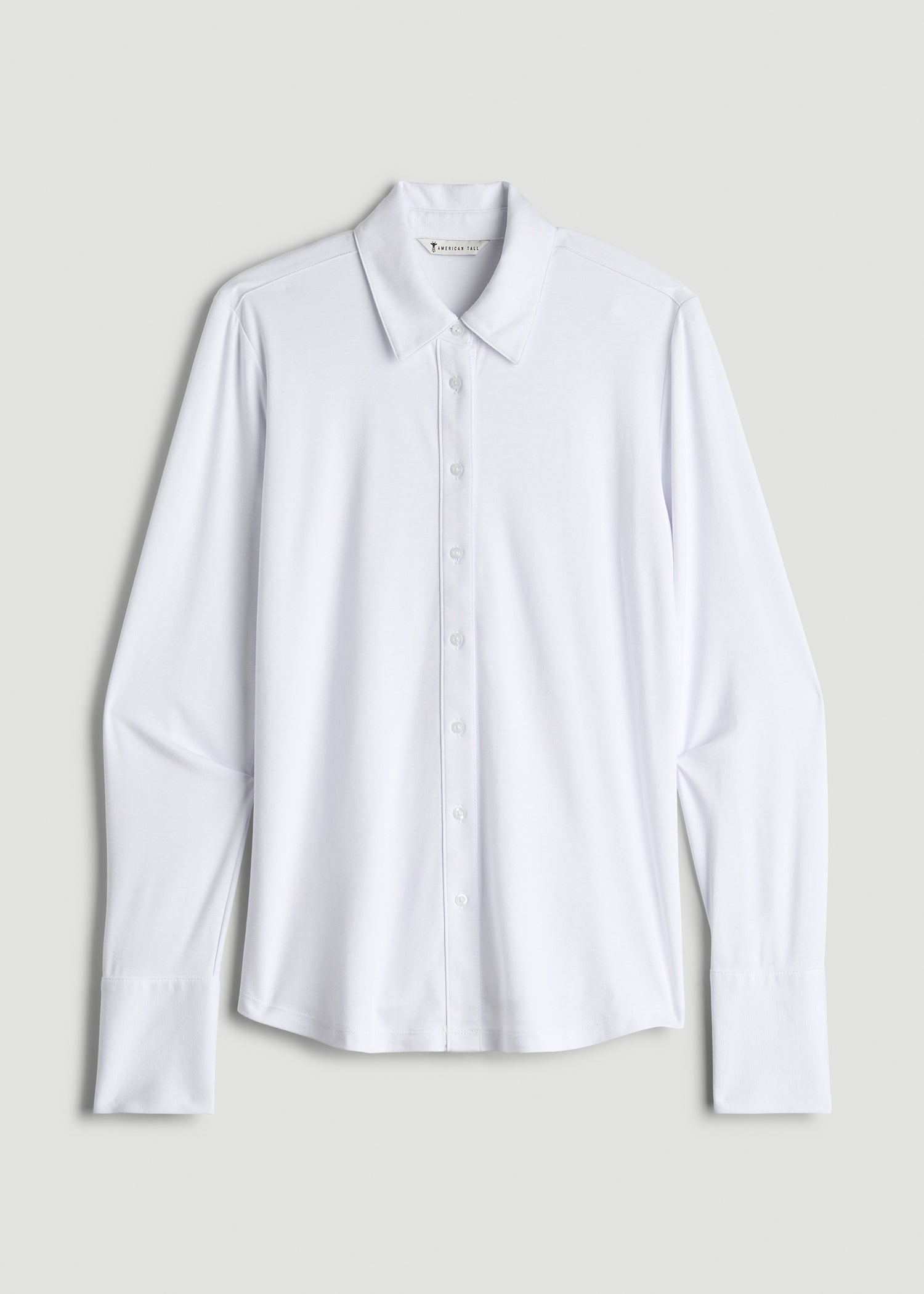 American Tall For Sale | Slub Knit Button-Up Shirt for Tall Women in Bright White