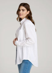 American Tall Online Shop | Relaxed Poplin Button Up Shirt for Tall Women in Bright White