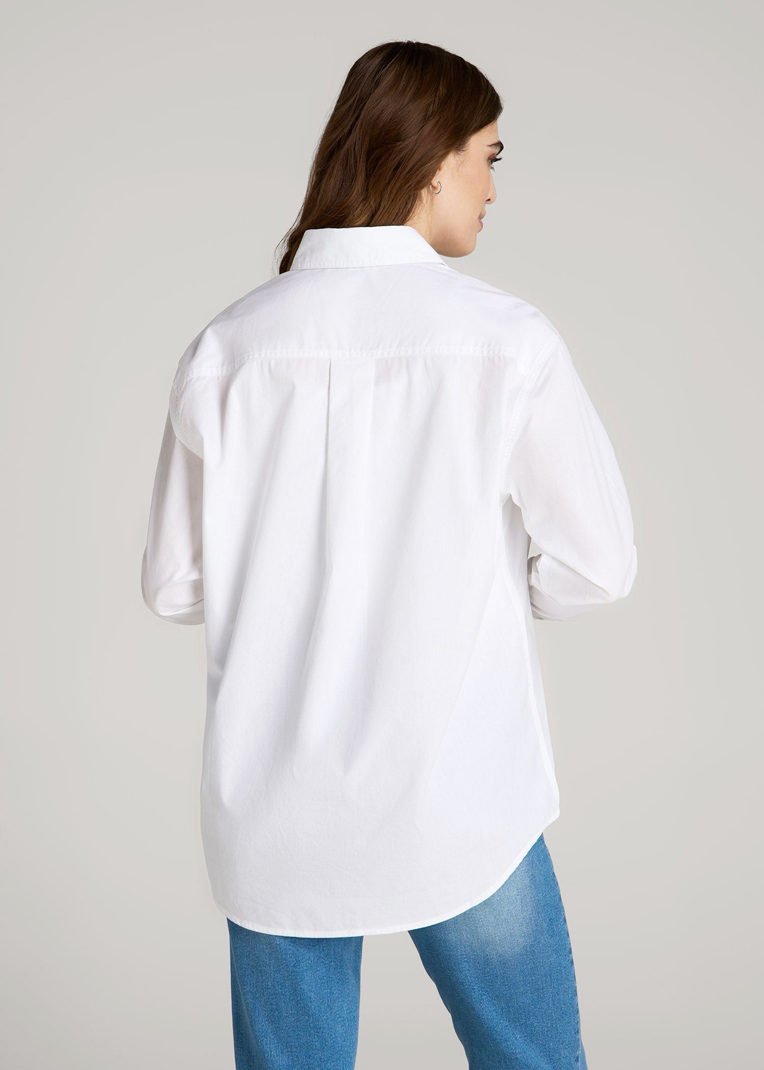 American Tall Online Shop | Relaxed Poplin Button Up Shirt for Tall Women in Bright White