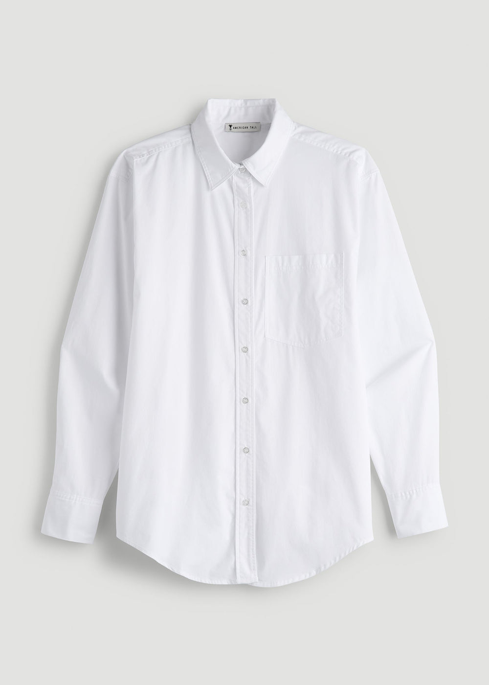 American Tall Online Shop | Relaxed Poplin Button Up Shirt for Tall Women in Bright White