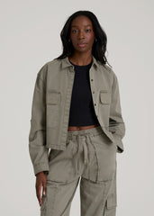 American Tall Online | Garment Dyed Utility Shirt for Tall Women in Camper Green