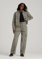 American Tall Online | Garment Dyed Utility Shirt for Tall Women in Camper Green