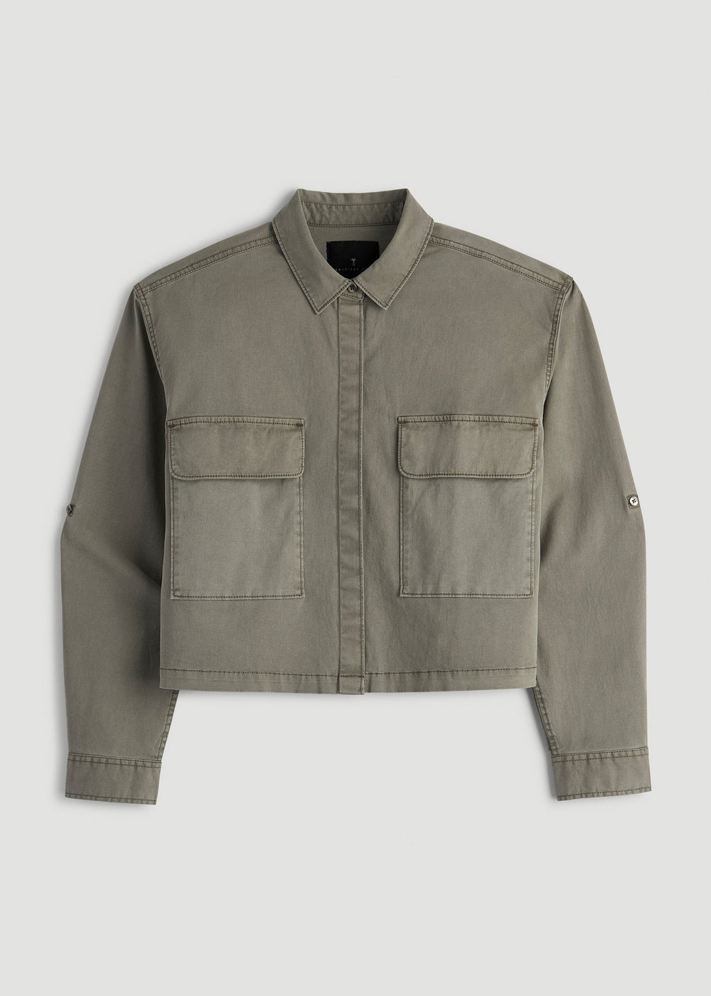 American Tall Online | Garment Dyed Utility Shirt for Tall Women in Camper Green
