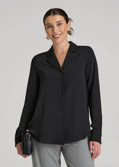 American Tall For Sale | Notch Collar Blouse for Tall Women in Black