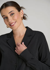 American Tall For Sale | Notch Collar Blouse for Tall Women in Black