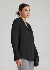 American Tall For Sale | Notch Collar Blouse for Tall Women in Black