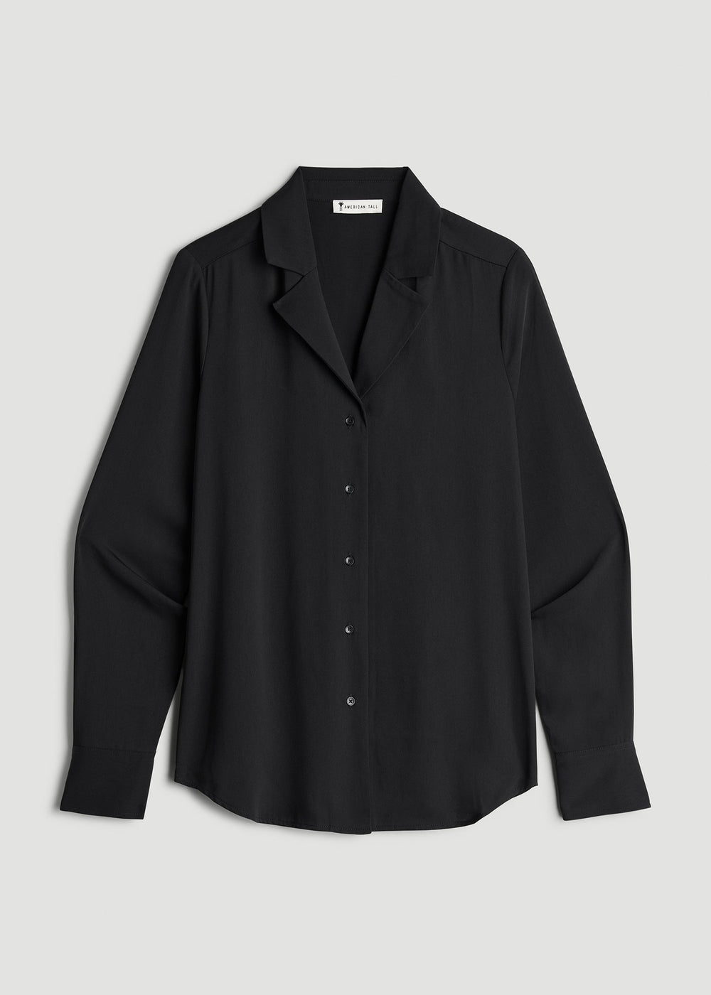American Tall For Sale | Notch Collar Blouse for Tall Women in Black