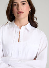 American Tall Discount | Oversized Poplin Button for Tall Women Shirt in White