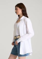 American Tall Discount | Oversized Poplin Button for Tall Women Shirt in White