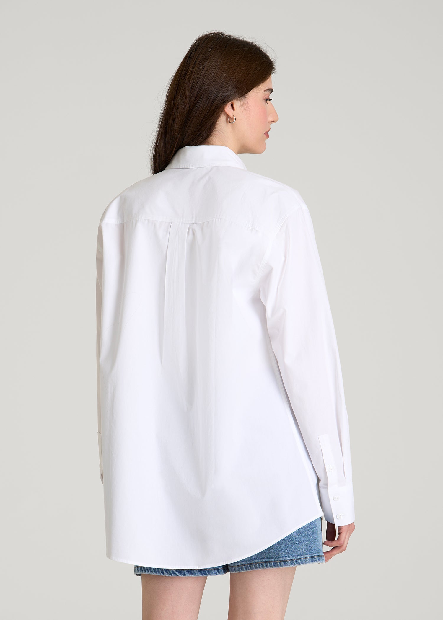 American Tall Discount | Oversized Poplin Button for Tall Women Shirt in White