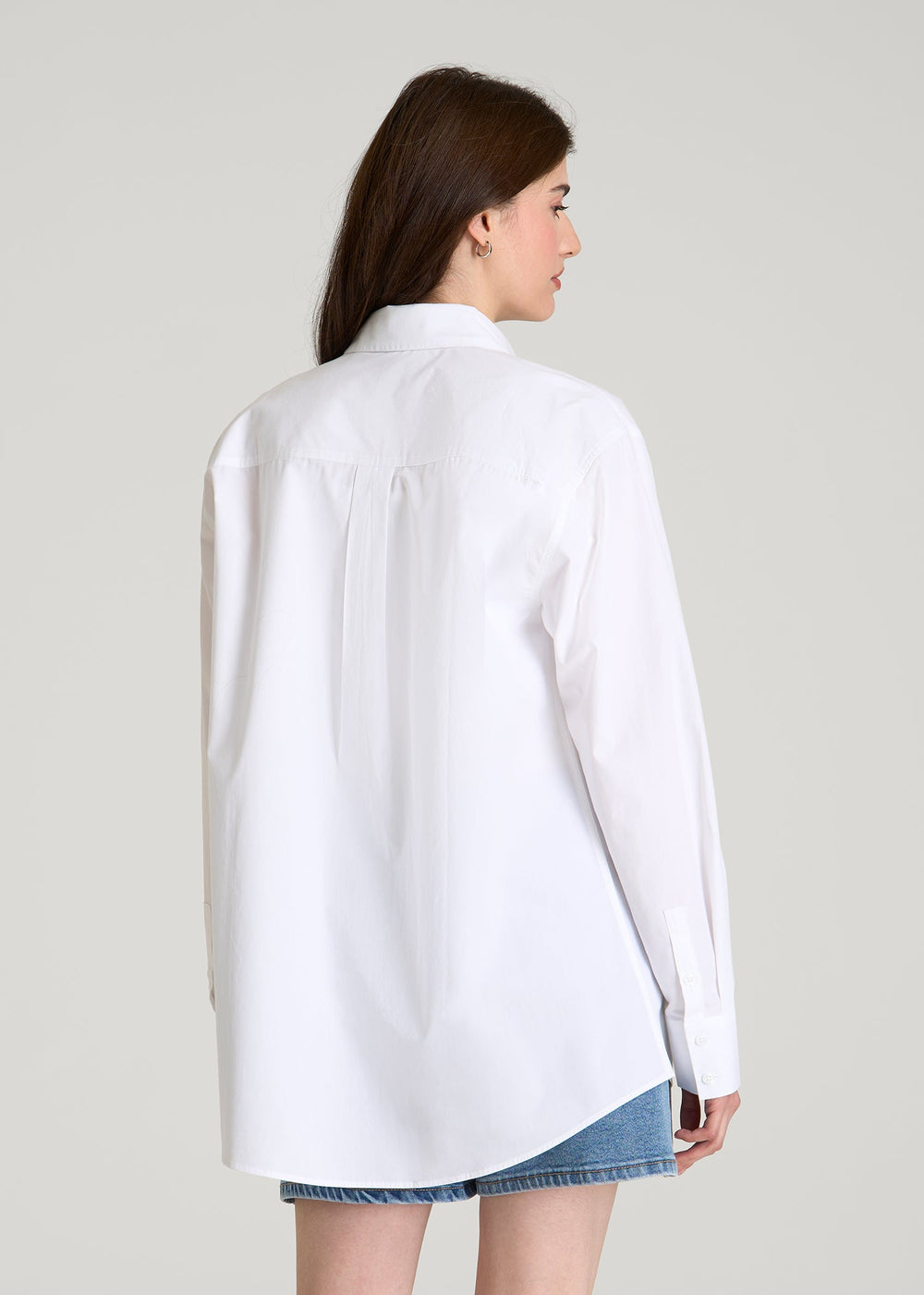 American Tall Discount | Oversized Poplin Button for Tall Women Shirt in White