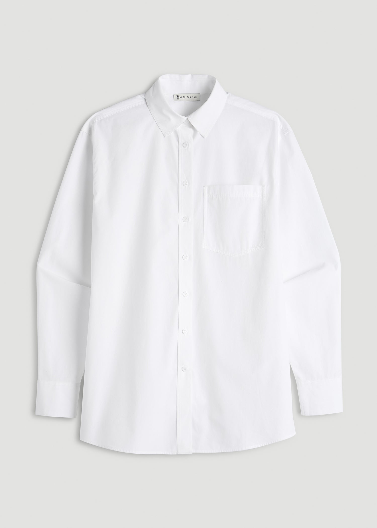 American Tall Discount | Oversized Poplin Button for Tall Women Shirt in White