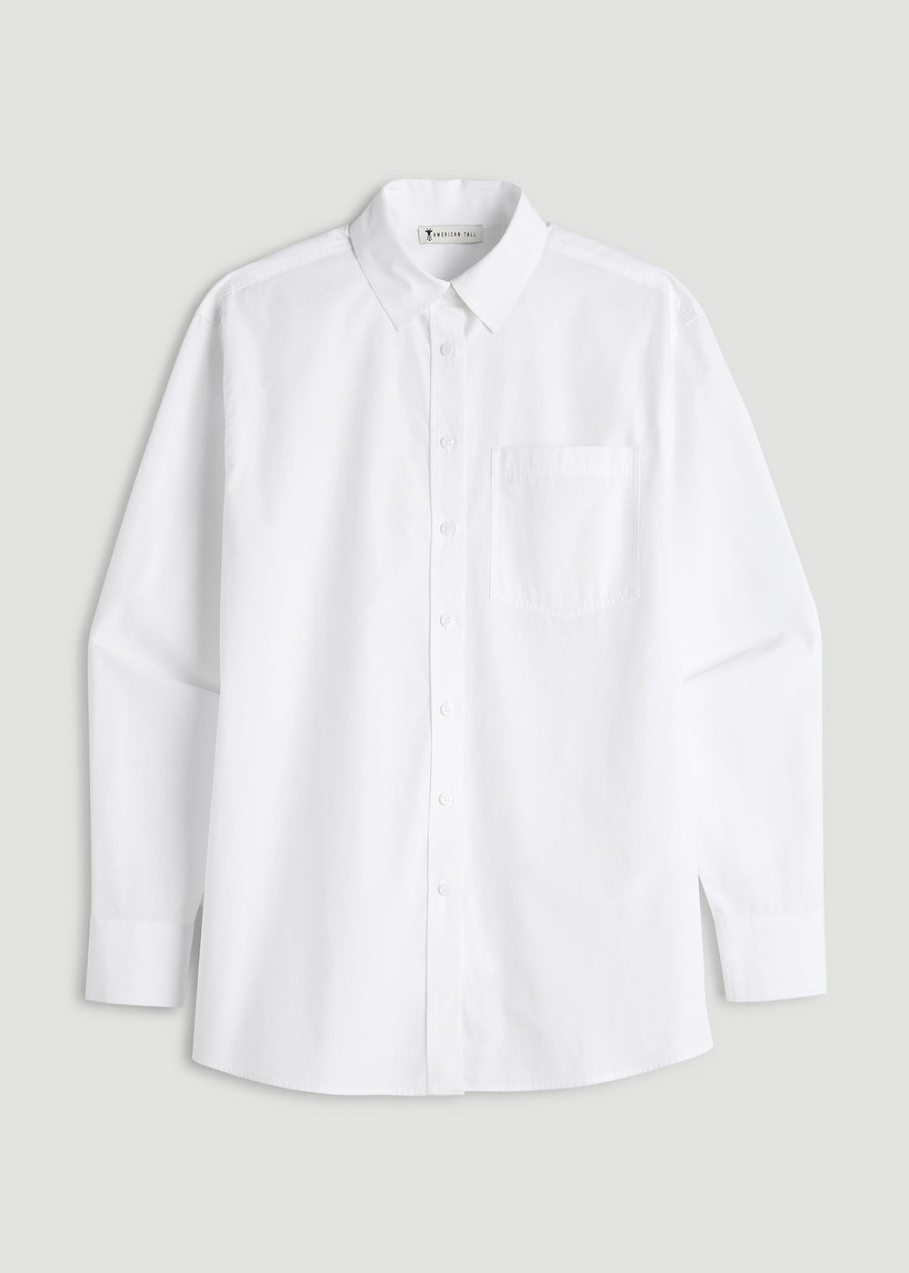 American Tall Discount | Oversized Poplin Button for Tall Women Shirt in White