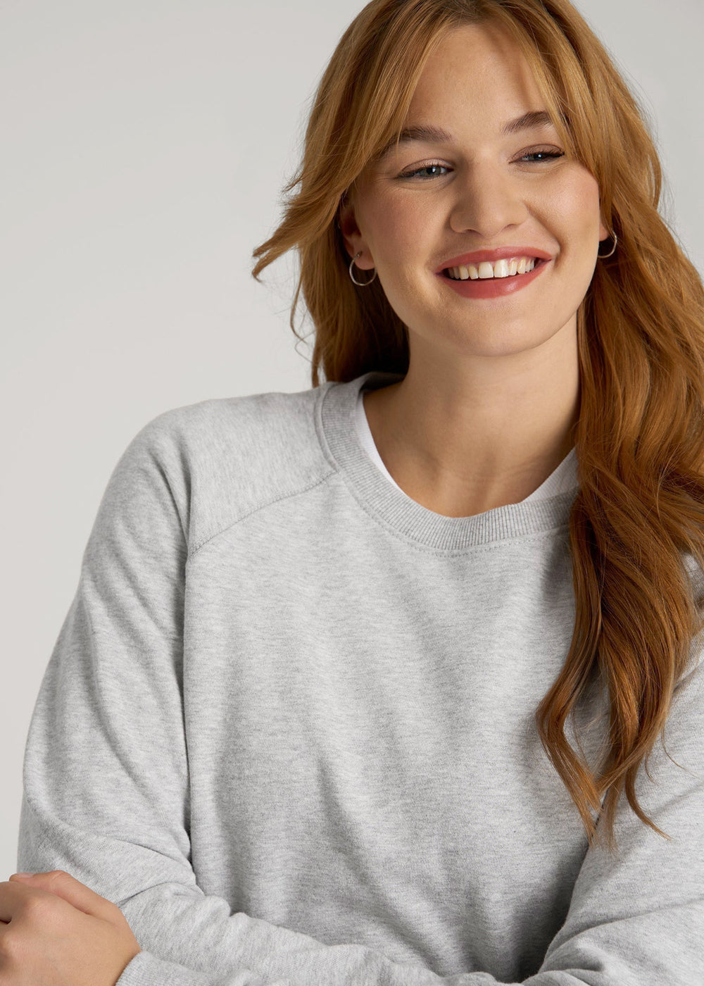American Tall Online Shop | Wearever French Terry Crewneck Sweatshirt for Tall Women in Grey Mix