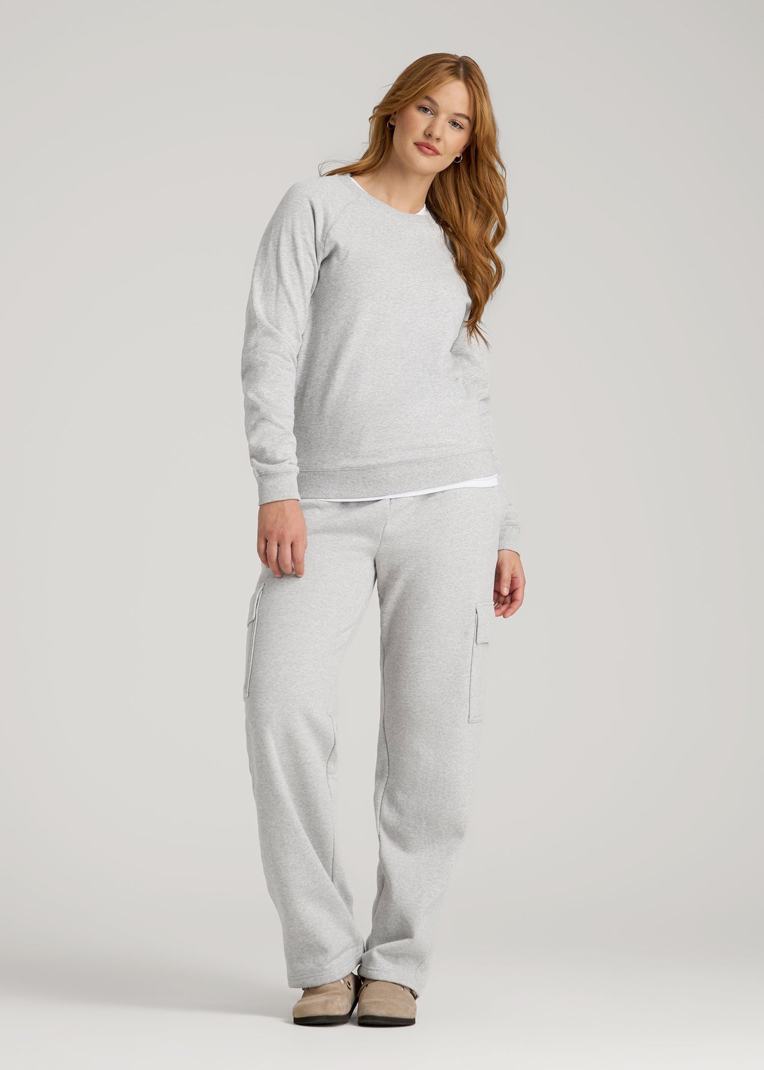 American Tall Online Shop | Wearever French Terry Crewneck Sweatshirt for Tall Women in Grey Mix