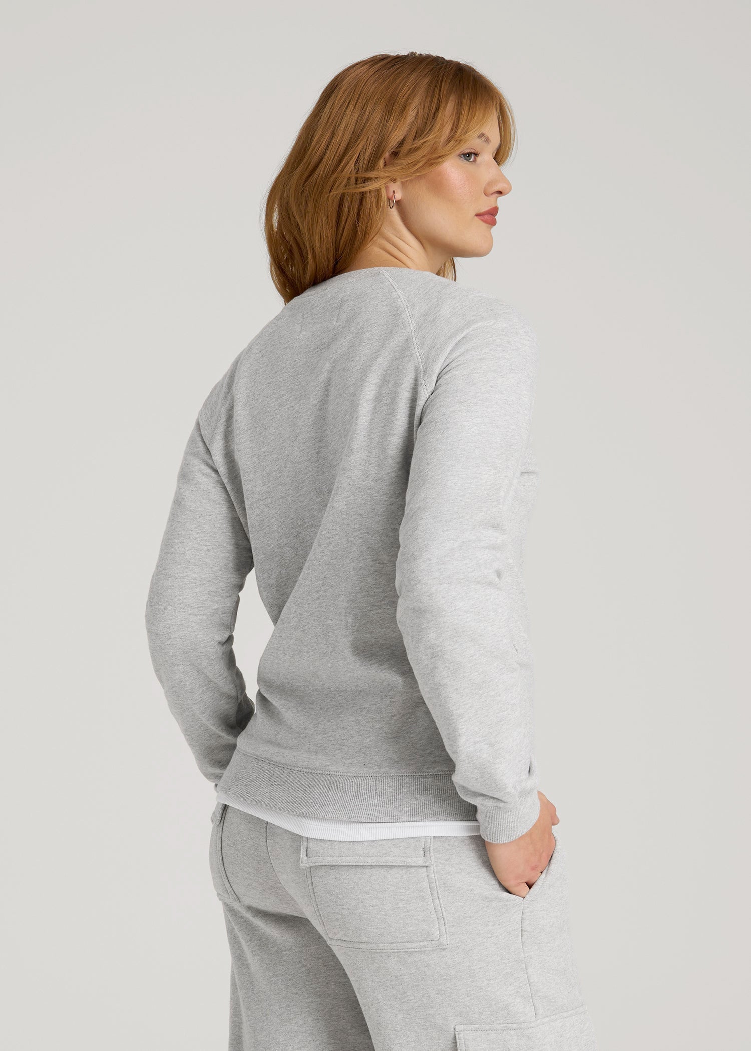 American Tall Online Shop | Wearever French Terry Crewneck Sweatshirt for Tall Women in Grey Mix