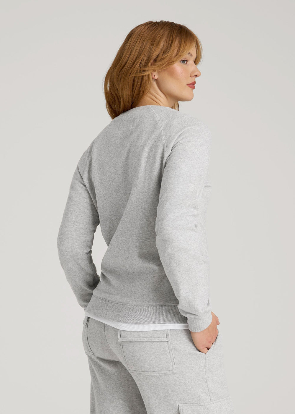 American Tall Online Shop | Wearever French Terry Crewneck Sweatshirt for Tall Women in Grey Mix