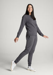 American Tall Discount | Wearever French Terry Crewneck Sweatshirt for Tall Women in Charcoal