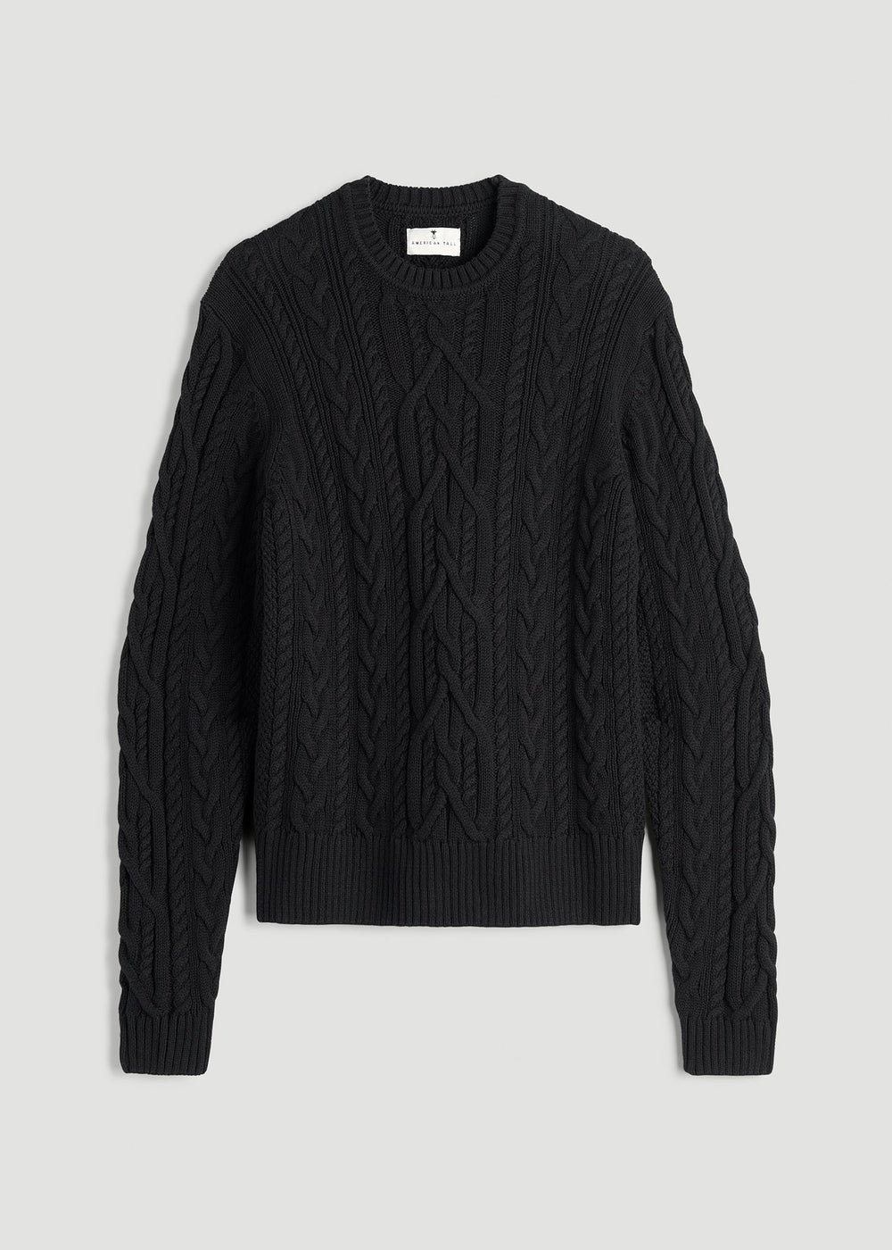 American Tall Sale | Cotton Crewneck Sweater for Tall Women in Black