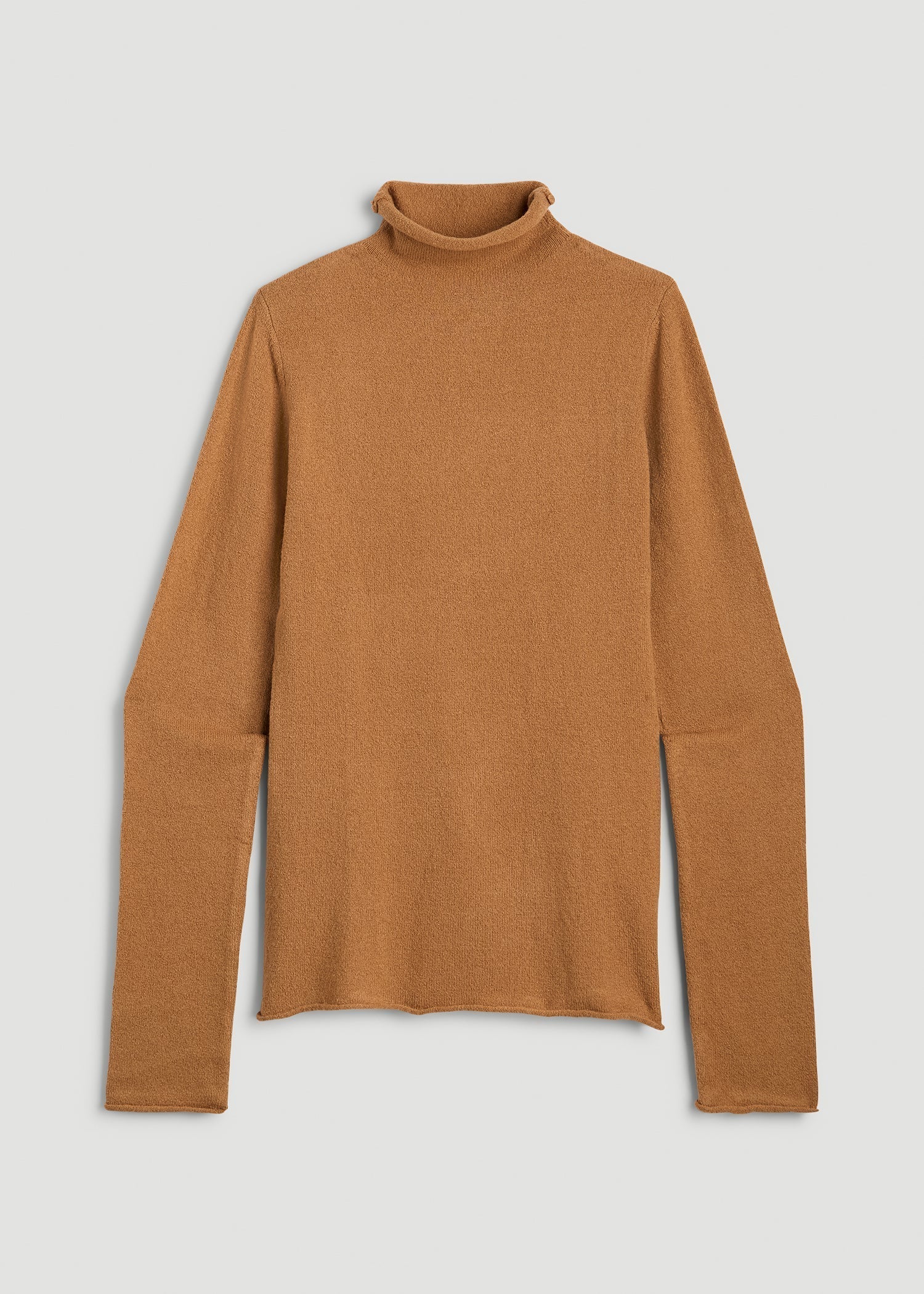 American Tall For Sale | Rolled Mock Neck Sweater for Tall Women in Caramel