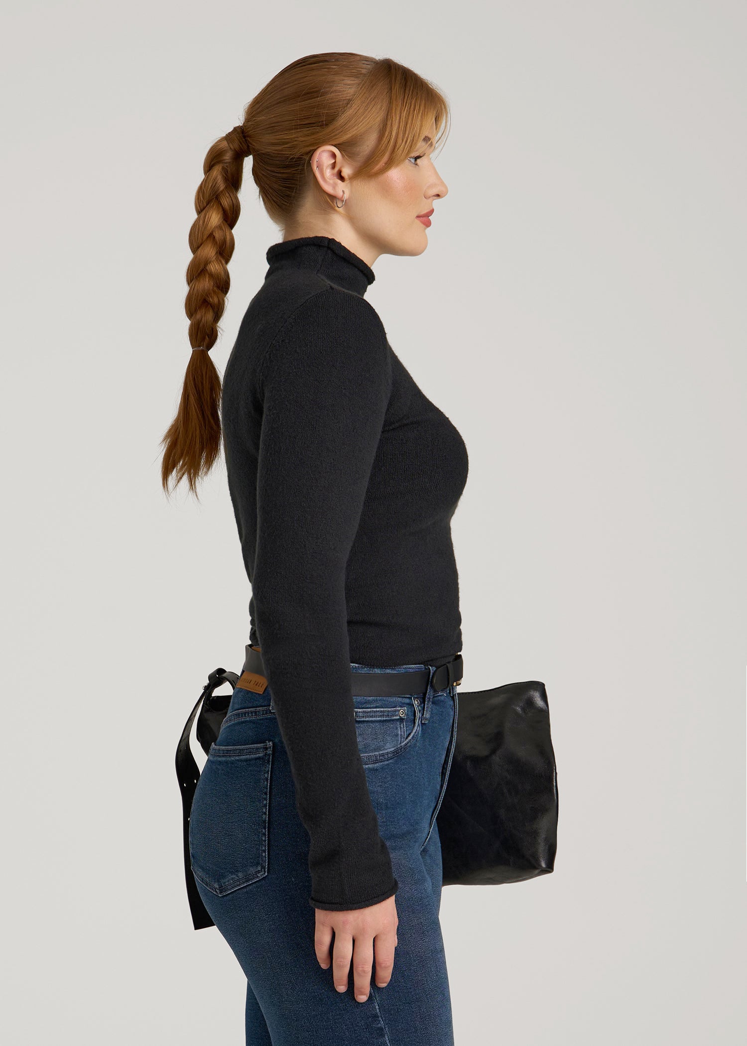 American Tall Online Shop | Rolled Mock Neck Sweater for Tall Women in Black