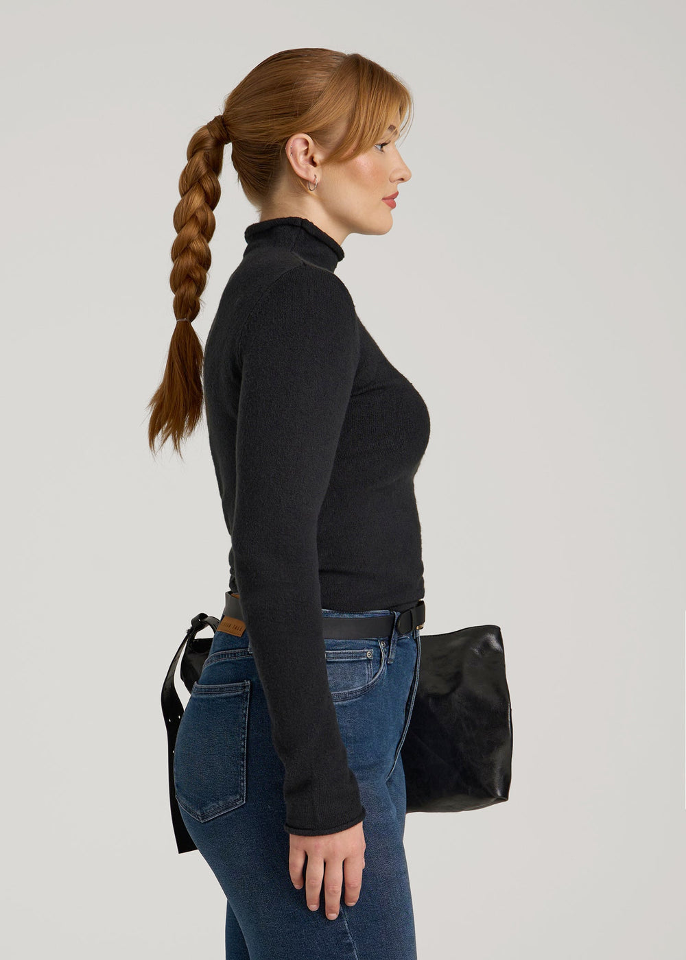 American Tall Online Shop | Rolled Mock Neck Sweater for Tall Women in Black