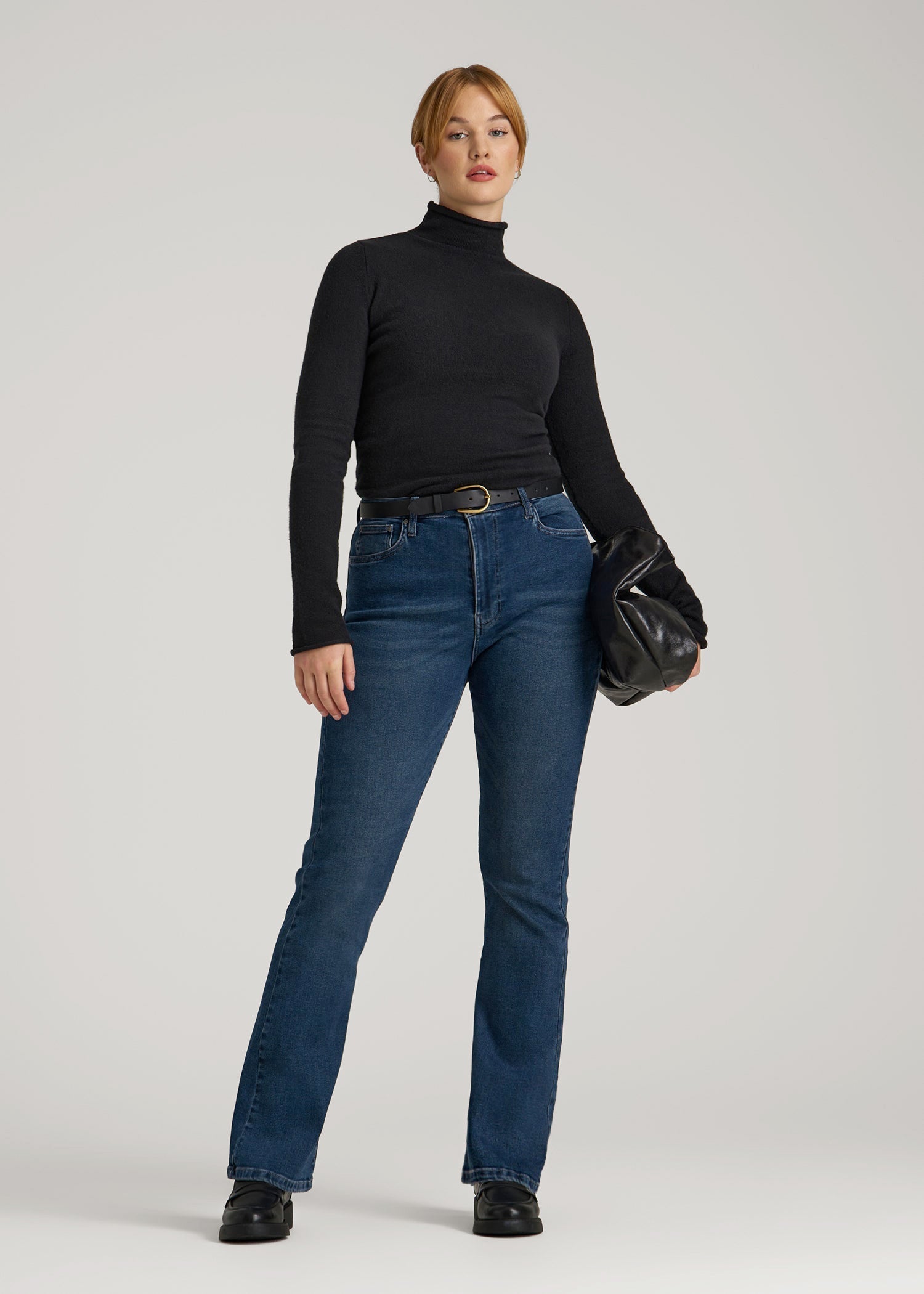 American Tall Online Shop | Rolled Mock Neck Sweater for Tall Women in Black