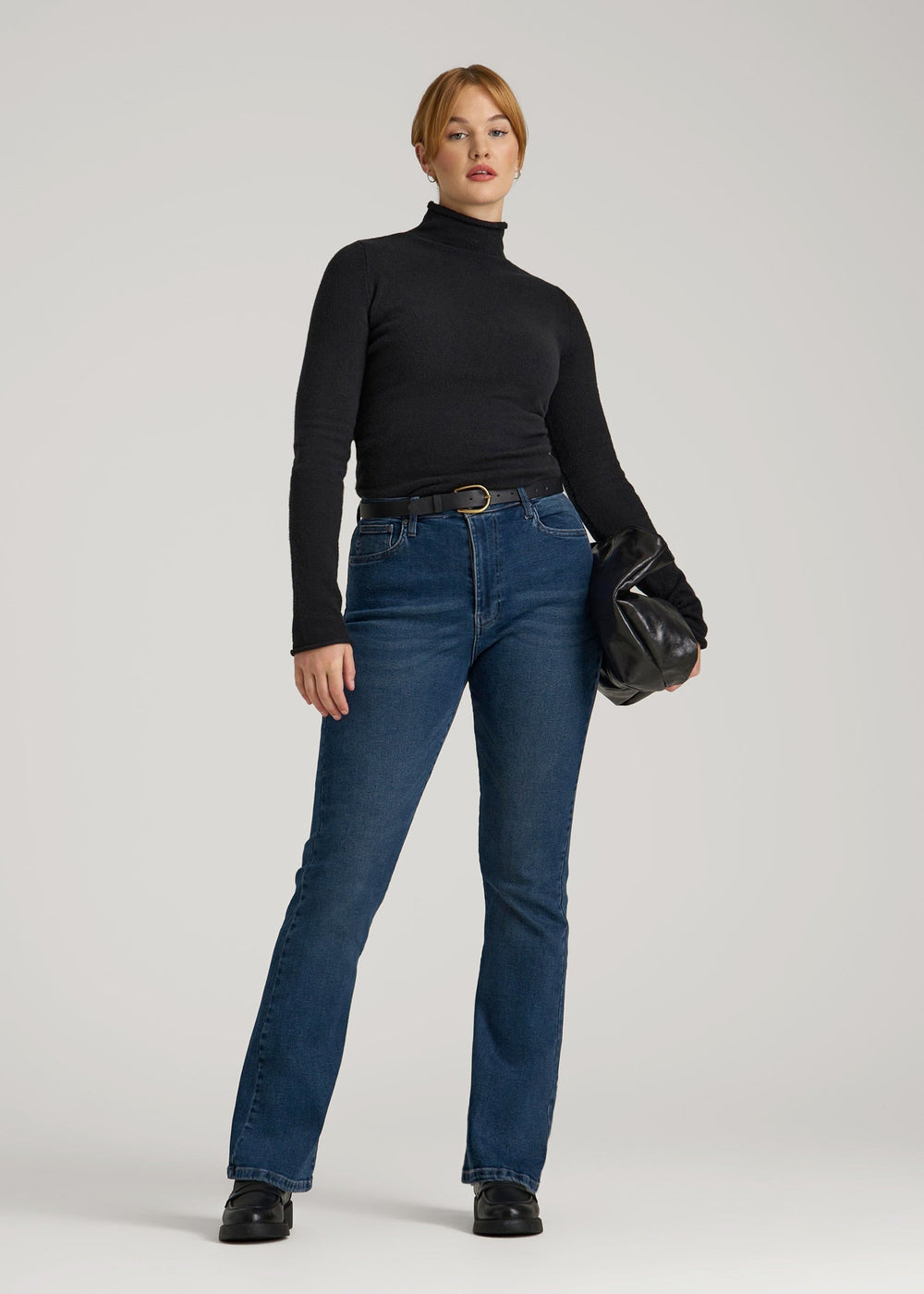 American Tall Online Shop | Rolled Mock Neck Sweater for Tall Women in Black