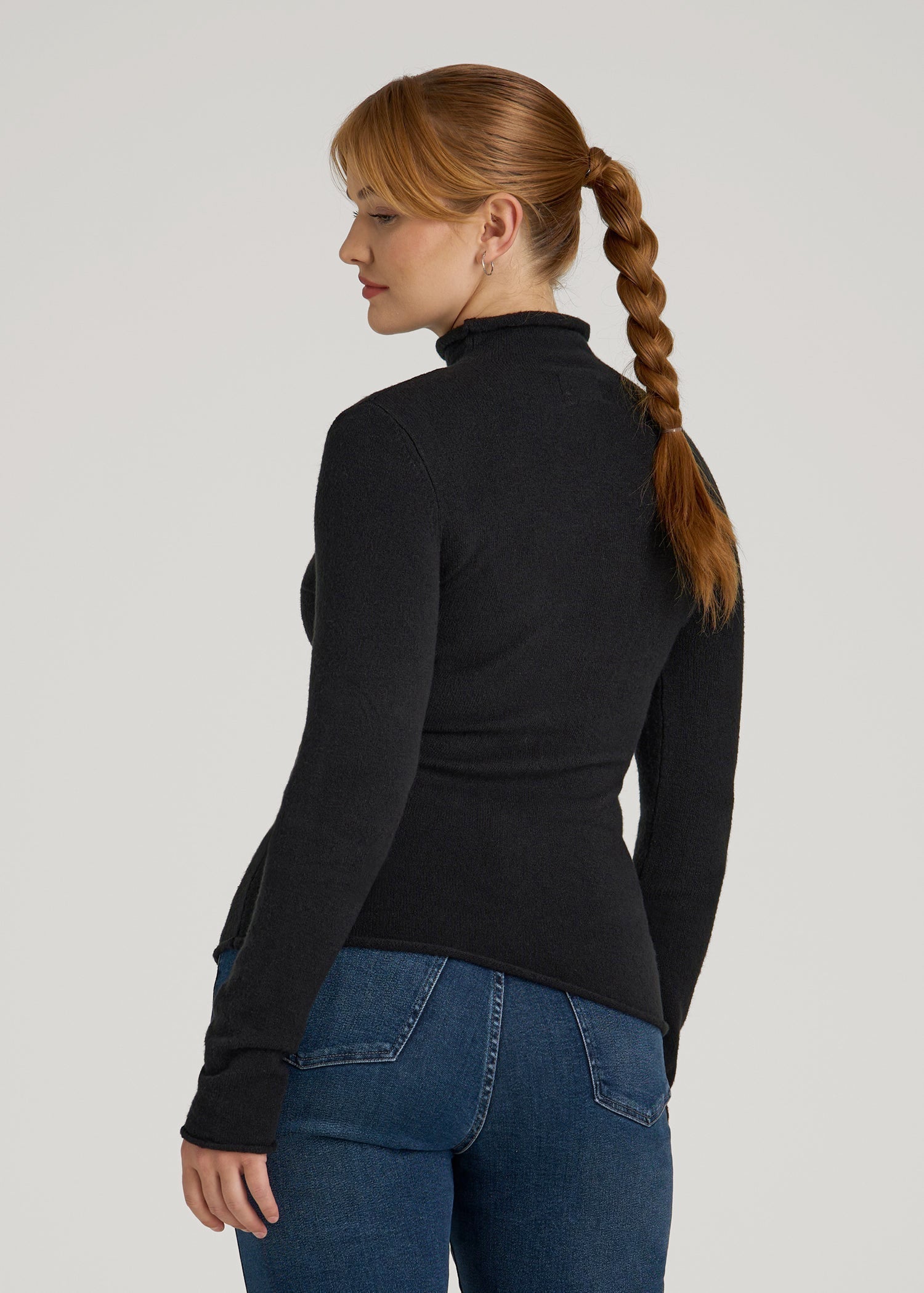 American Tall Online Shop | Rolled Mock Neck Sweater for Tall Women in Black