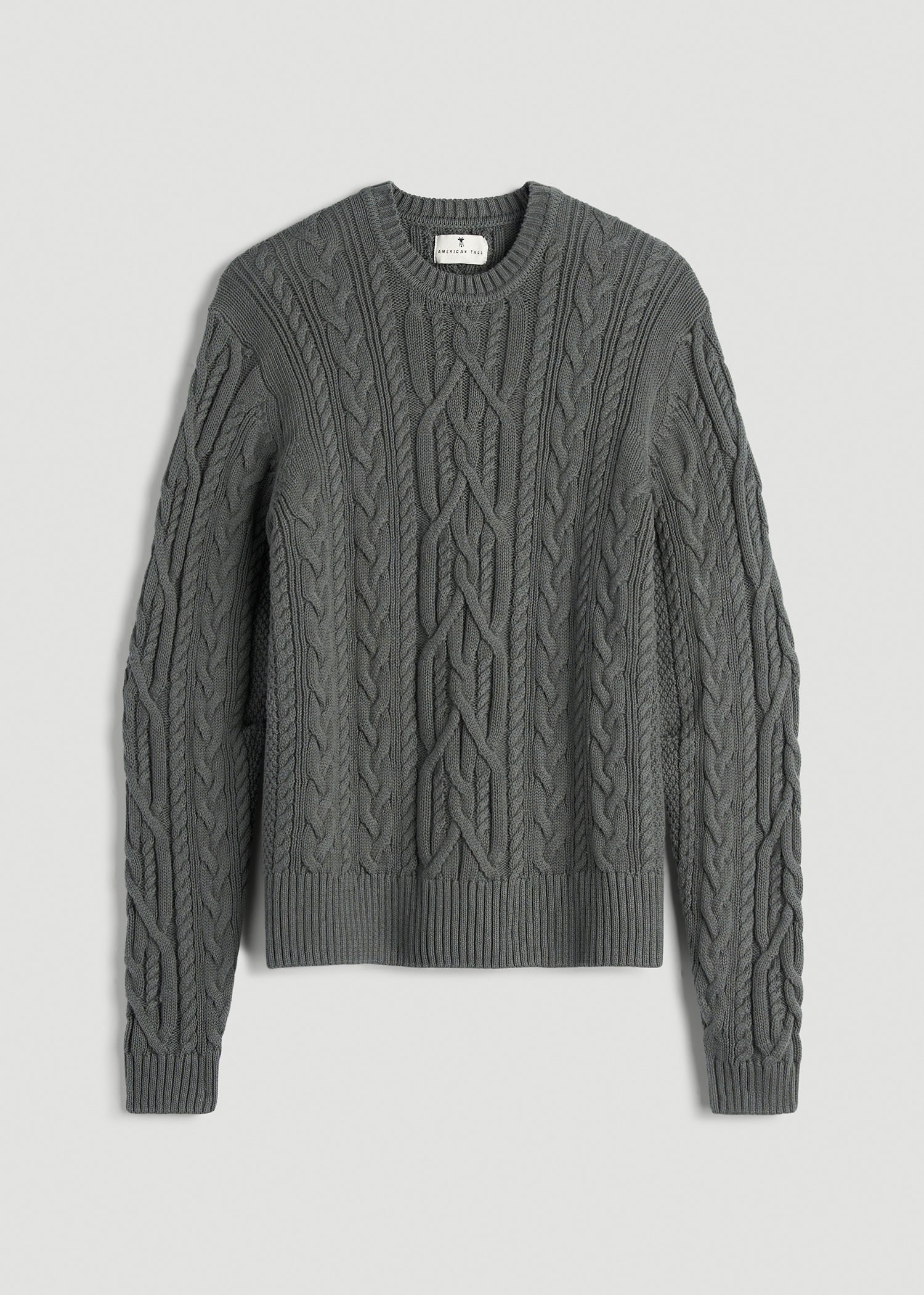 American Tall Sale | Cotton Crewneck Sweater for Tall Women in Balsam Green
