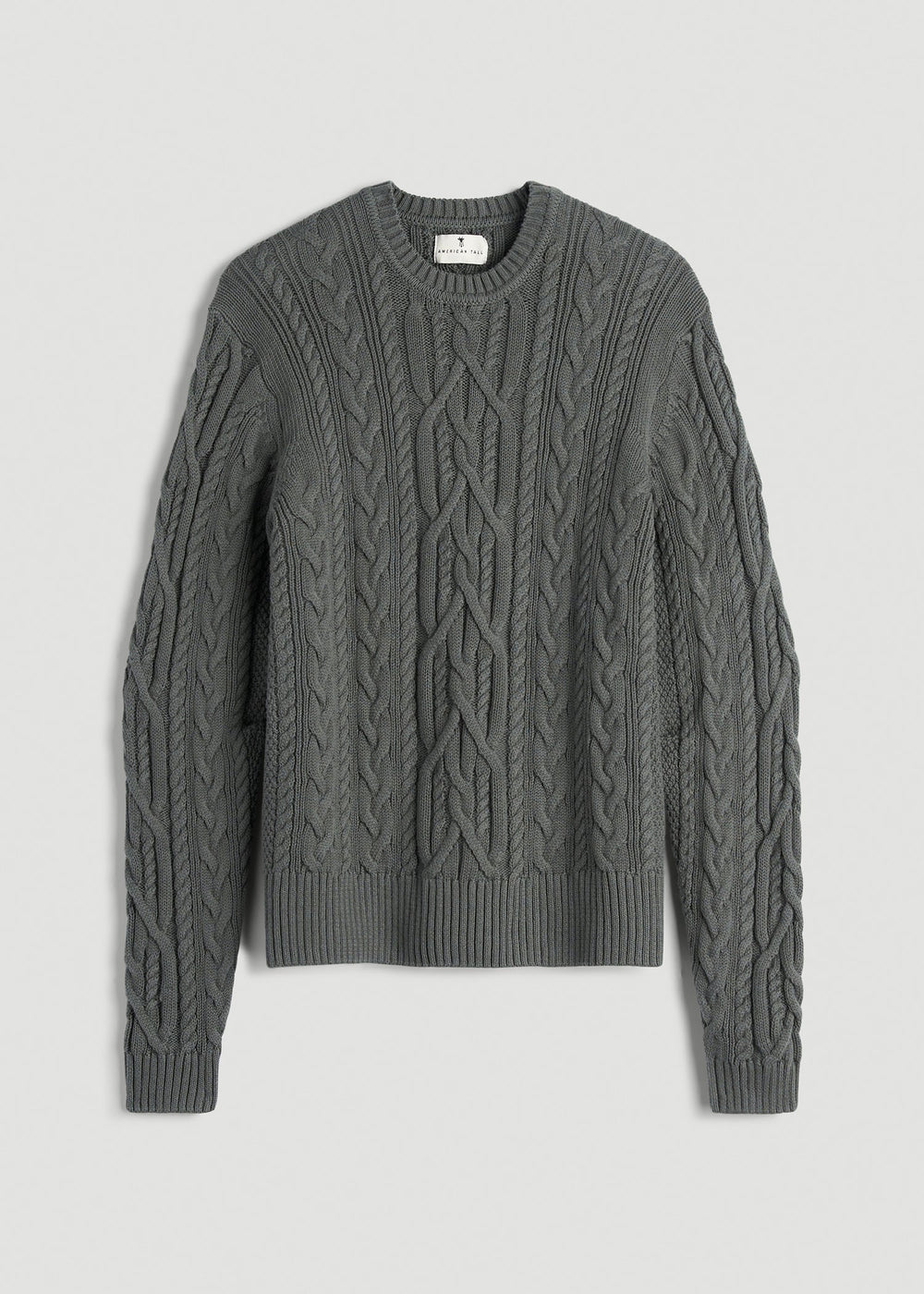 American Tall Sale | Cotton Crewneck Sweater for Tall Women in Balsam Green