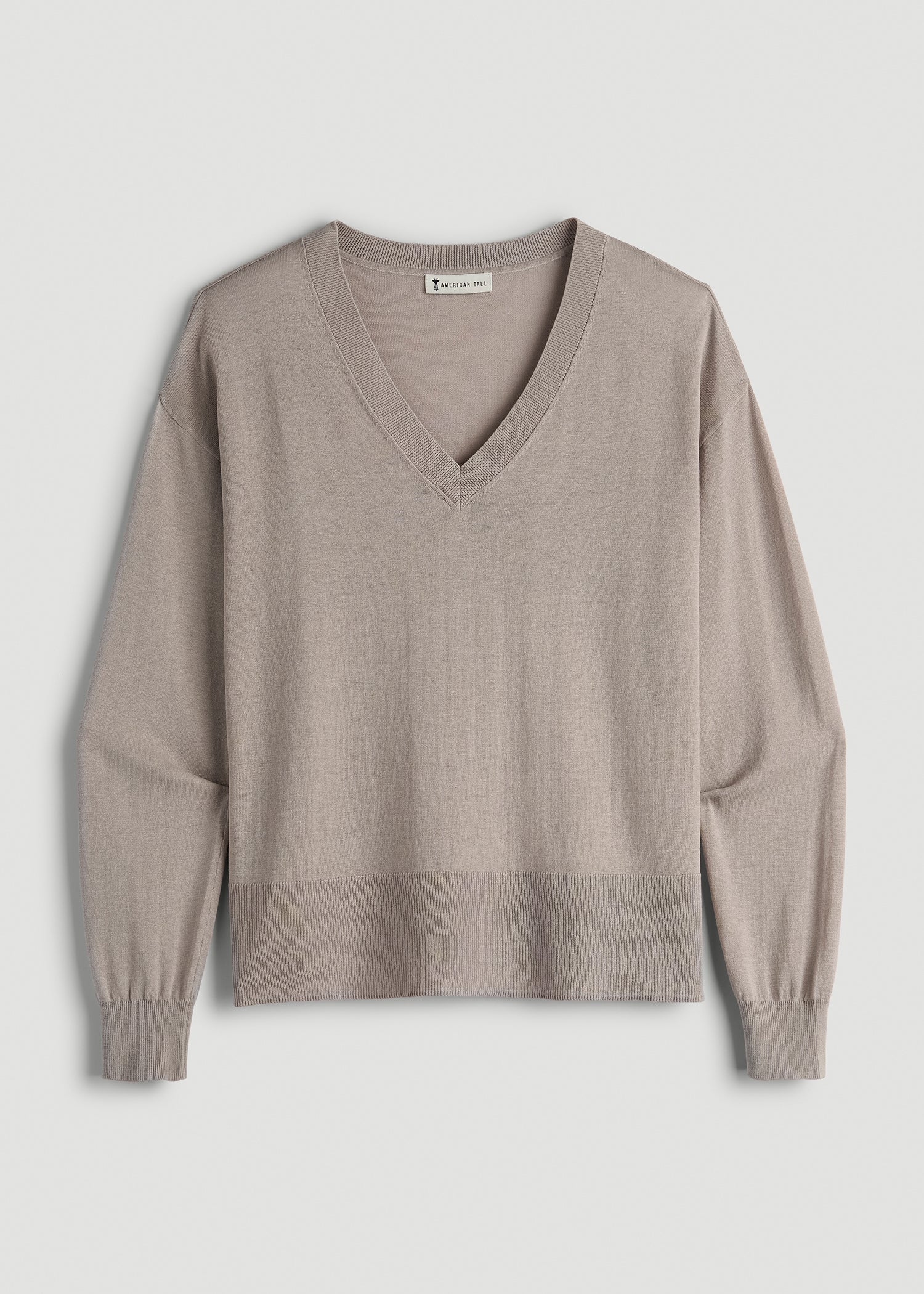 American Tall Online Shop | Linen Blend Split Hem V-Neck Sweater for Tall Women in Atmosphere