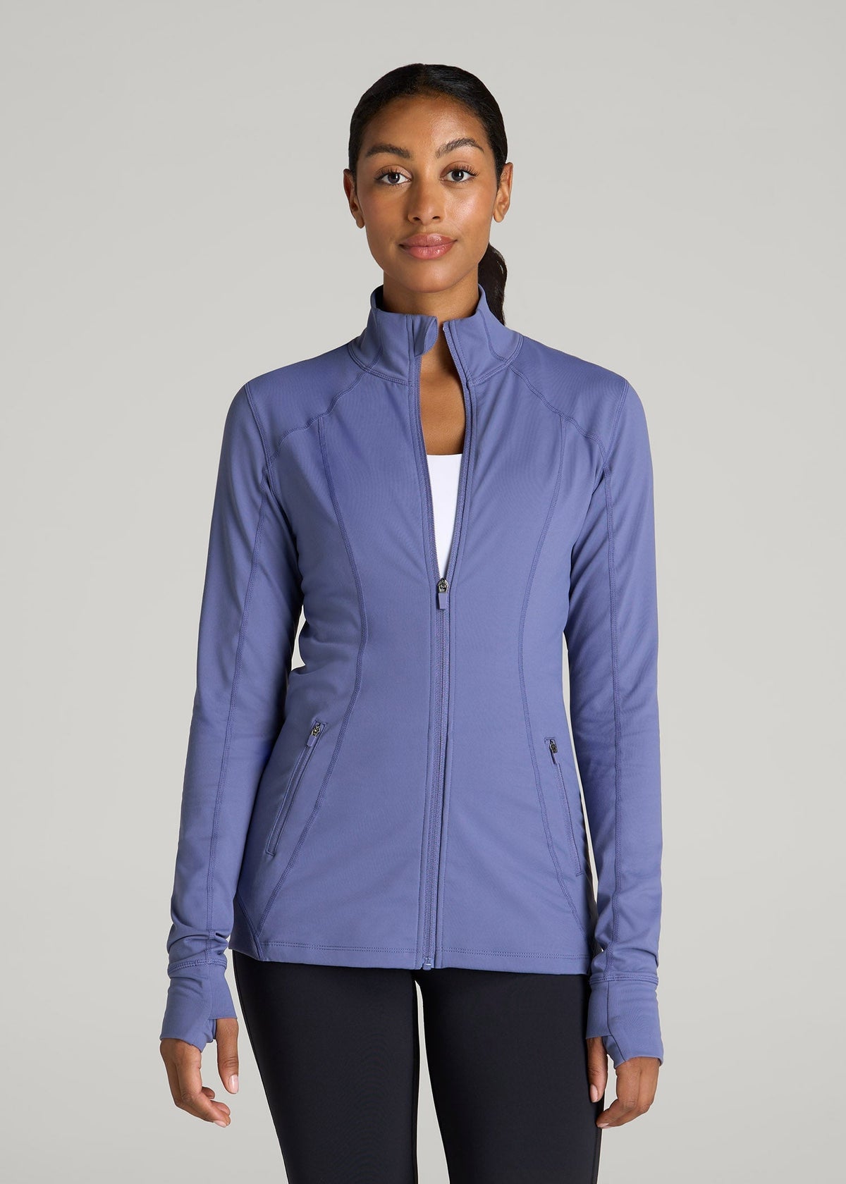 American Tall Sale | Women's Athletic Zip-Up Jacket for Tall Women in Marlin Blue