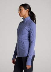 American Tall Sale | Women's Athletic Zip-Up Jacket for Tall Women in Marlin Blue