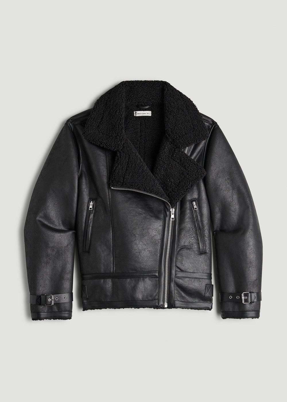 American Tall For Sale | Shearling Moto Jacket for Tall Women in Black