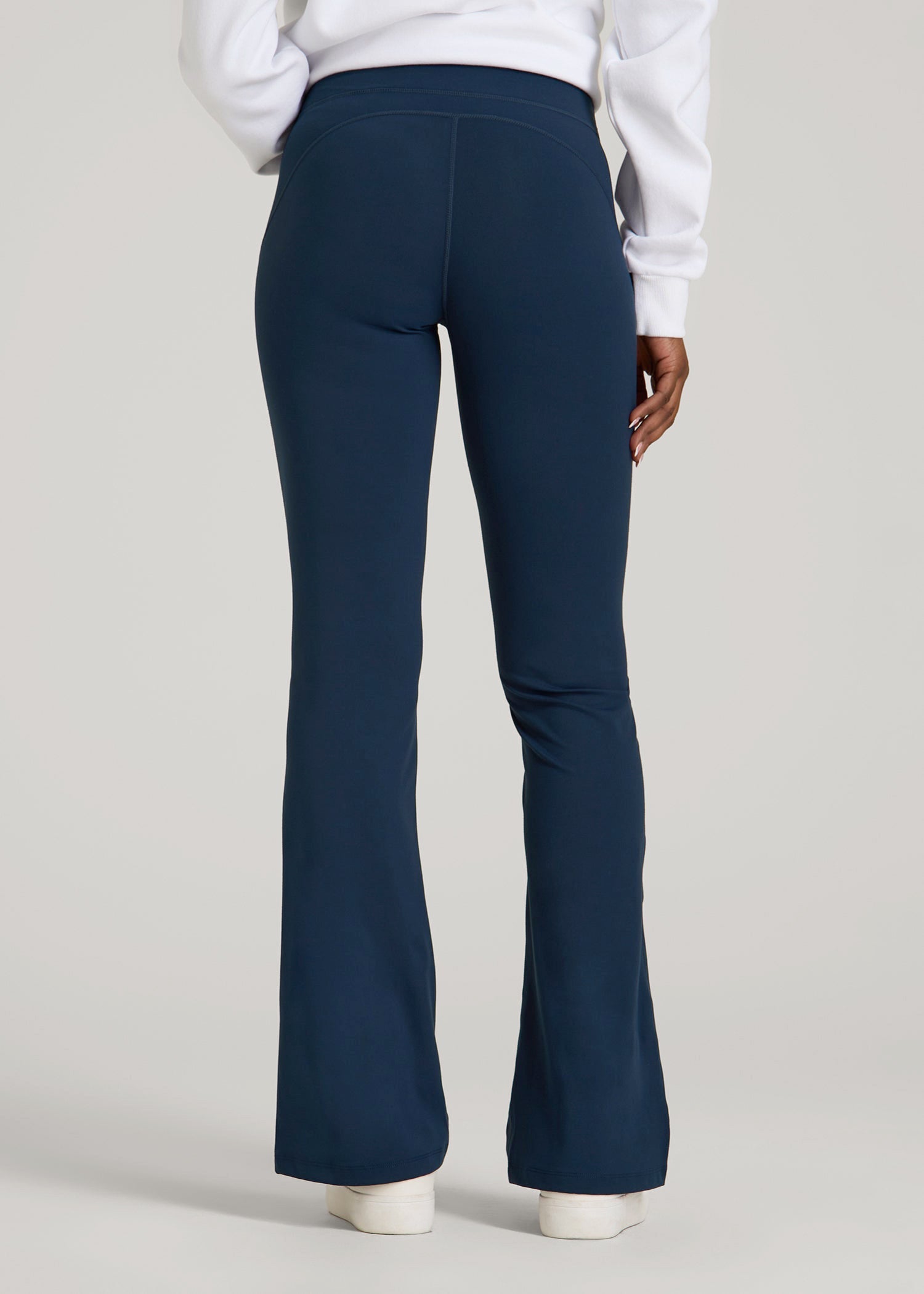 American Tall Discount | Balance Flare Yoga Pants for Tall Women in Navy Blue