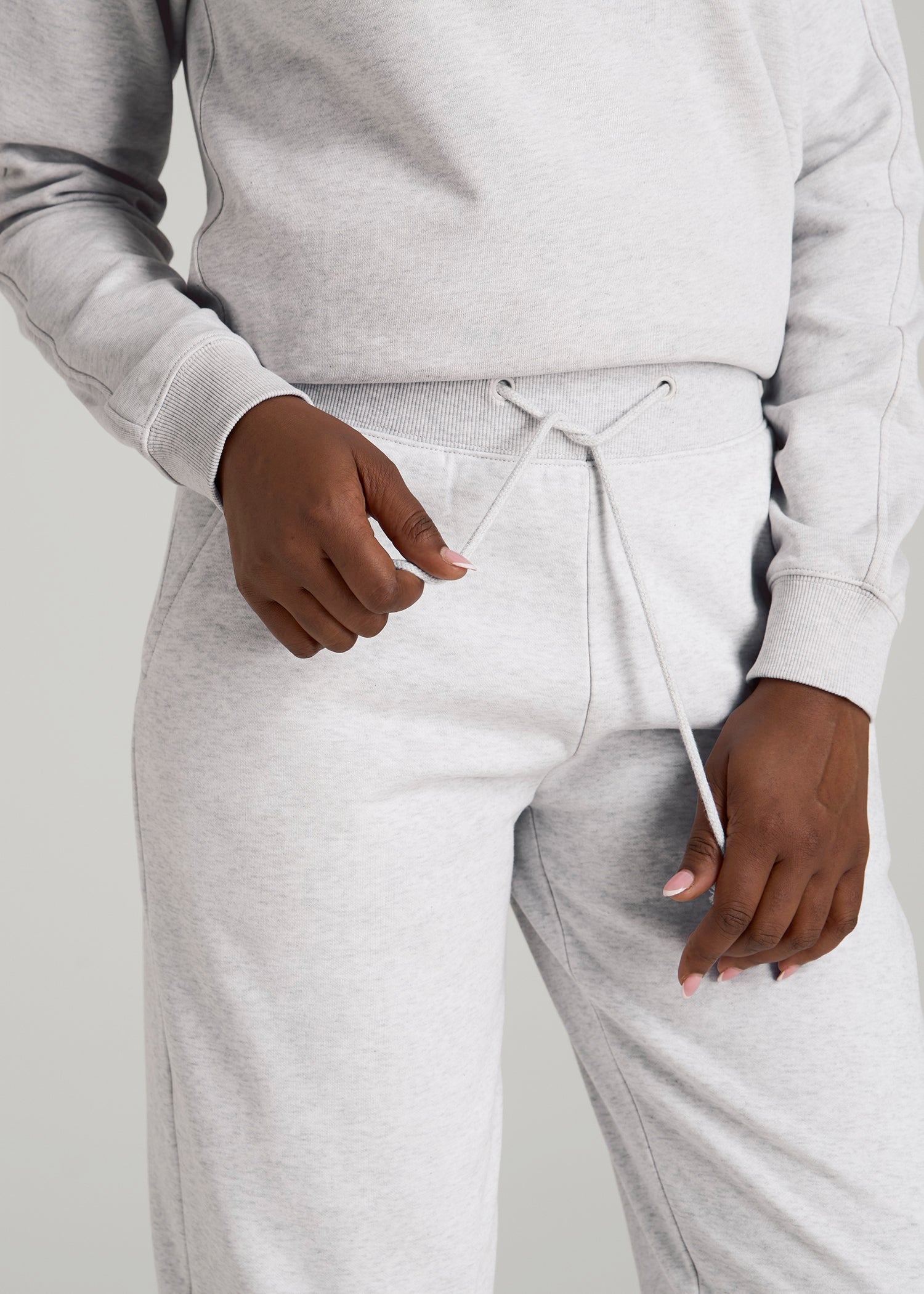 American Tall Sale | A.T. Basics Athletic Joggers for Tall Women in Heather Cloud White