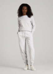American Tall Sale | A.T. Basics Athletic Joggers for Tall Women in Heather Cloud White