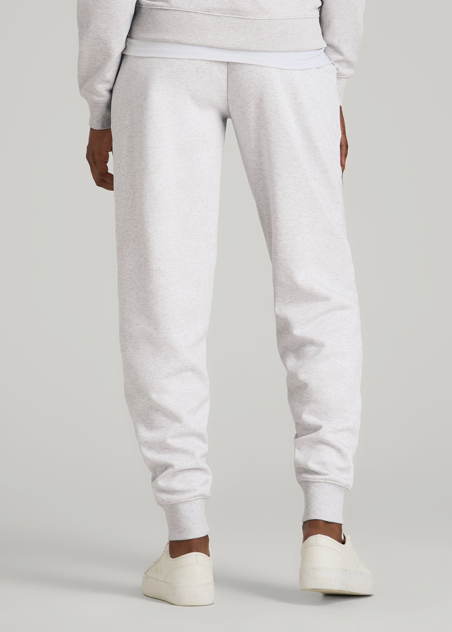 American Tall Sale | A.T. Basics Athletic Joggers for Tall Women in Heather Cloud White