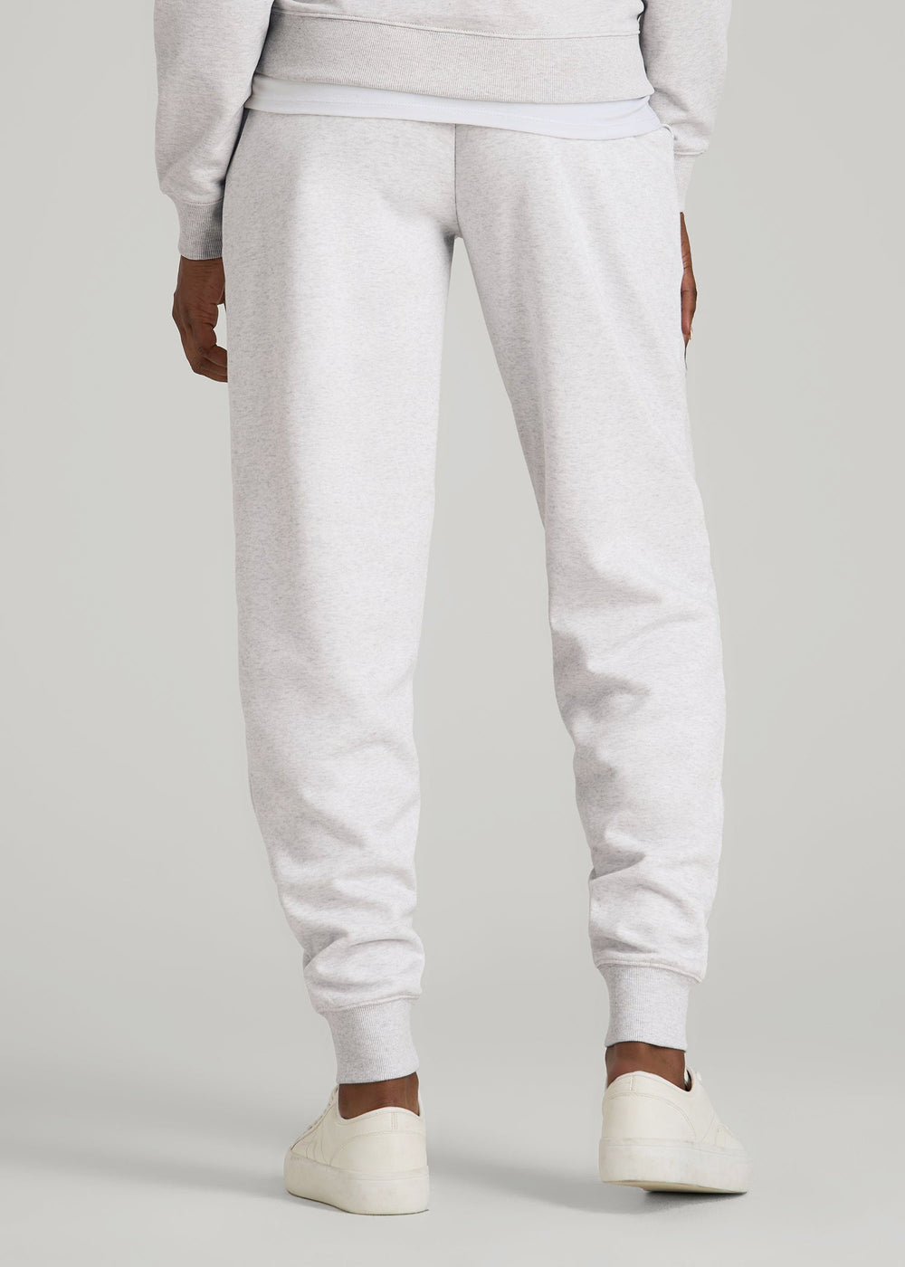 American Tall Sale | A.T. Basics Athletic Joggers for Tall Women in Heather Cloud White