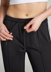 American Tall For Sale | Ultra Lightweight Tricot Athletic Stripe Pants for Tall Women in Black and White