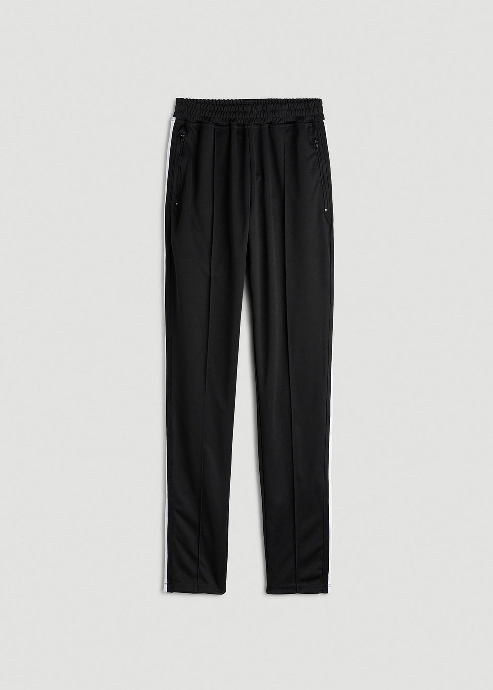 American Tall For Sale | Ultra Lightweight Tricot Athletic Stripe Pants for Tall Women in Black and White