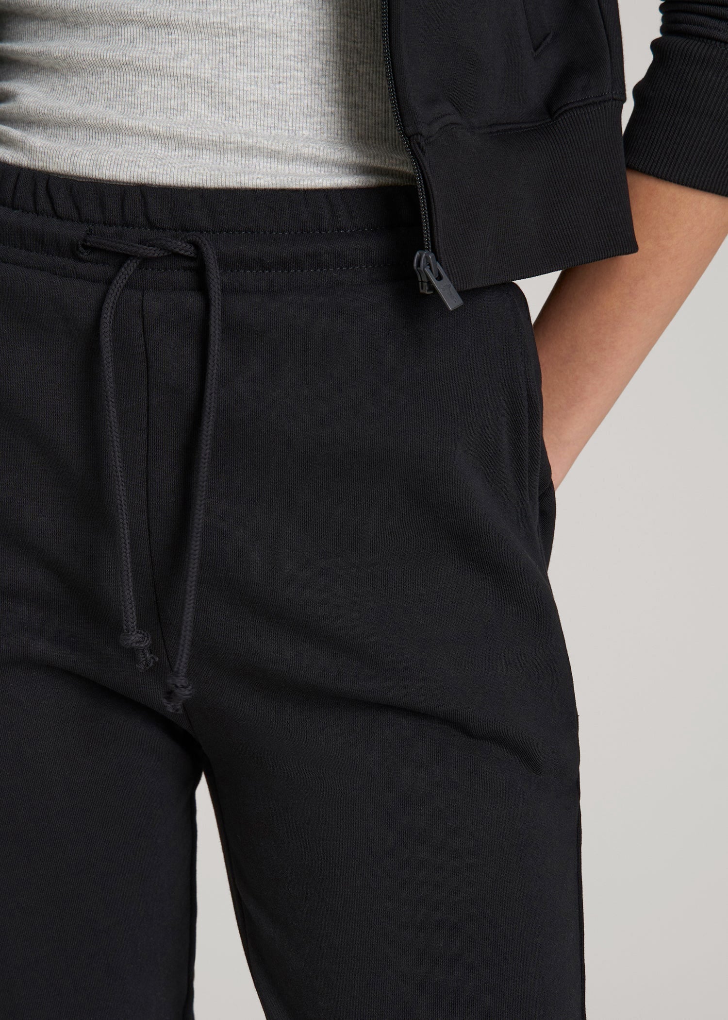 American Tall Discount | Wearever Fleece Slim Fit High-Waisted Garment Dye Sweatpants for Tall Women in Black