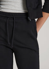 American Tall Discount | Wearever Fleece Slim Fit High-Waisted Garment Dye Sweatpants for Tall Women in Black