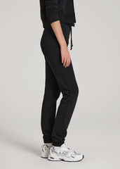 American Tall Discount | Wearever Fleece Slim Fit High-Waisted Garment Dye Sweatpants for Tall Women in Black